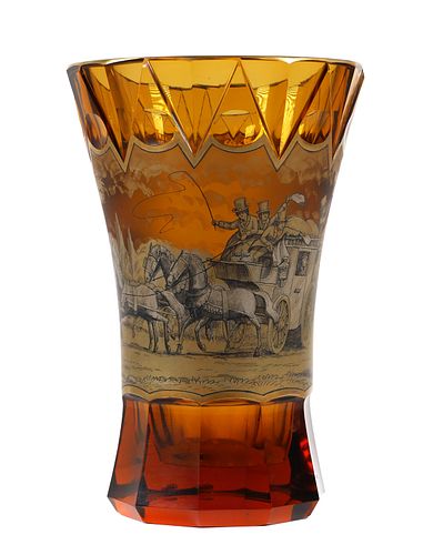 Moser J.M. Pohl Bohemian Czech Amber Vase