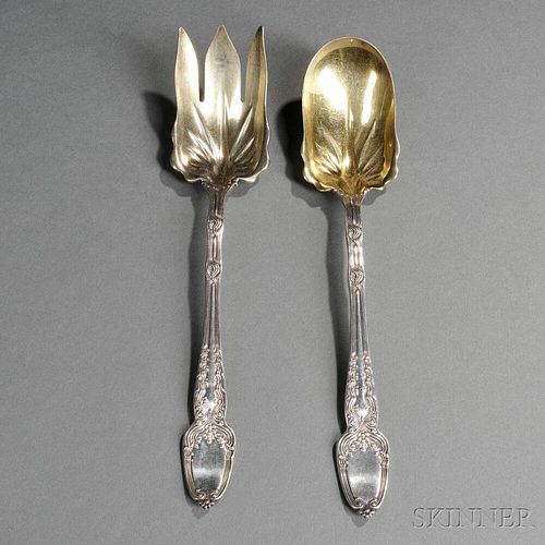 Pair of Tiffany & Co. Broom Corn   Pattern Sterling Silver Salad Servers