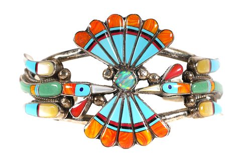 Sterling Turquoise Thunderbird Cuff Bracelet