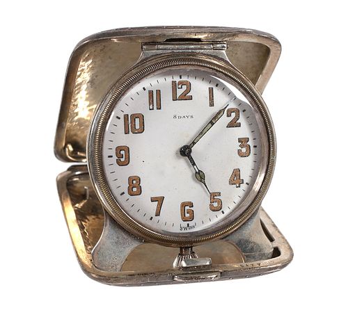 Majestic Watch Co 8 Day Travel Clock Sterling Case