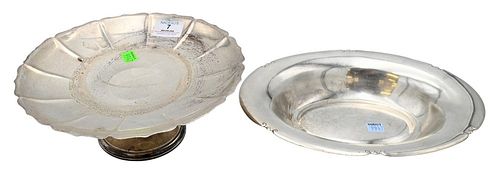 Two Sterling Silver Dishes, to include a large International compote, height 4 inches, diameter 10 inches; along with an oval serving dish, diameter 1