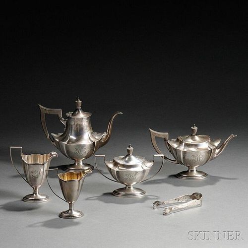 Five-piece Gorham Plymouth   Pattern Sterling Silver Tea and Coffee   Service