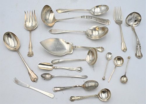 Group of Sterling Silver Flatware, to include serving spoons and forks, ladles, etc. 28.8 t.oz.