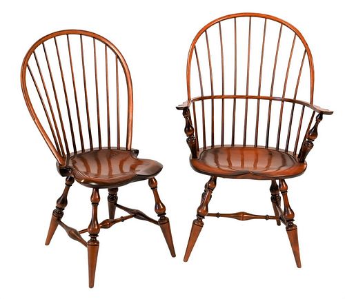D. R. Dimes Set of Ten Windsor Style Chairs, to include two armchairs and eight side chairs, height of armchair 41 inches, height of side chair 38 1/2