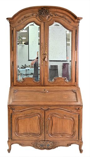 Louix XV Style Secretary Desk, having mirrored doors, height 92 1/2 inches, width 46 inches, Provenance: Waterfront Estate, Stamford, Connecticut.