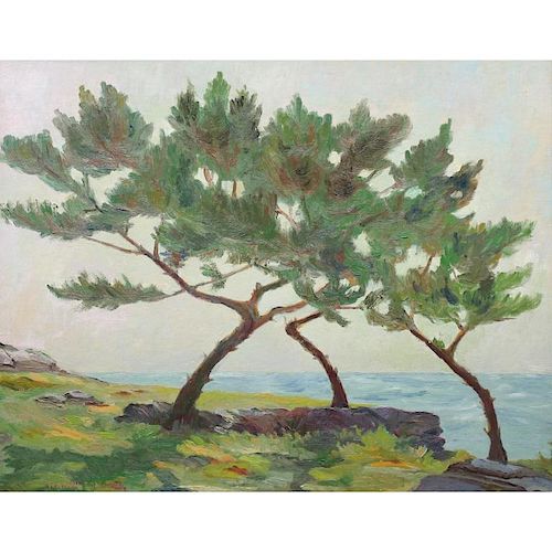 Signed 20th C. Monterey Coastal Scene Oil/Canvas