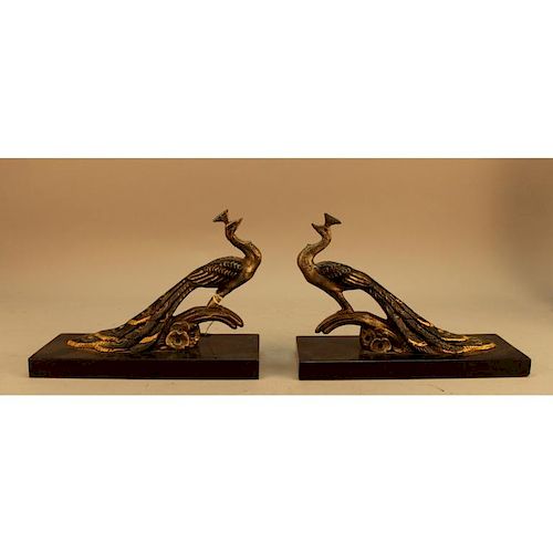 Art Deco Style Mixed Metal Bookends