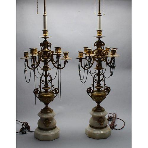 Large 19th C. French Onyx/Dore Bronze Candelabra