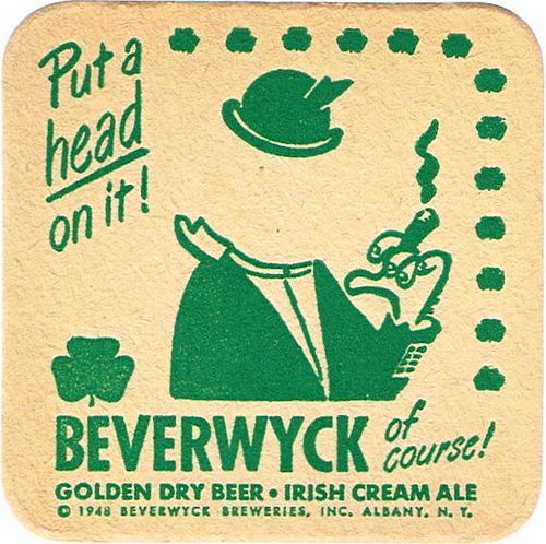 1948 Beverwyck Beer/Ale Banker 4 1/4 inch coaster NY-BEV-5