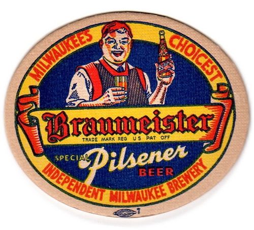1941 Braumeister Special Pilsener Beer 4 1/4 inch coaster WI-IND-7