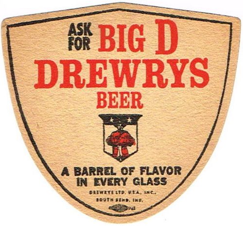 1958 Drewrys Beer 3 3/4 inch coaster IN-DRE-10