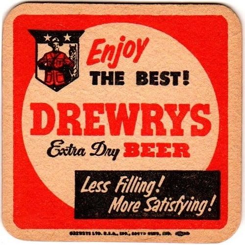 1957 Drewrys Extra Dry Beer 3 3/4 inch coaster IN-DRE-6