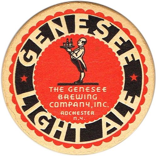 1938 Genesee Light Ale 4 1/4 inch coaster NY-GEN-59