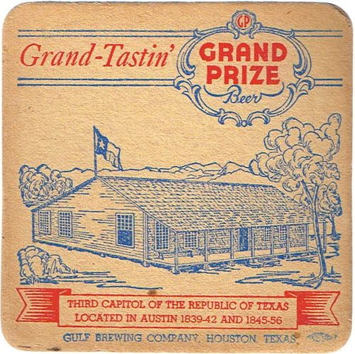 1951 Grand Prize Beer 3rd Capitol 4 1/4 inch coaster TX-GUL-4