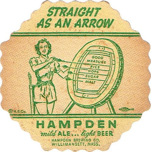 1950 Hampden Mild Ale/Light Beer 4 1/4 inch coaster MA-HAMP-10