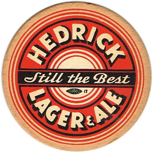 1936 Hedrick Beer/Ale 4 1/4 inch coaster NY-HED-12