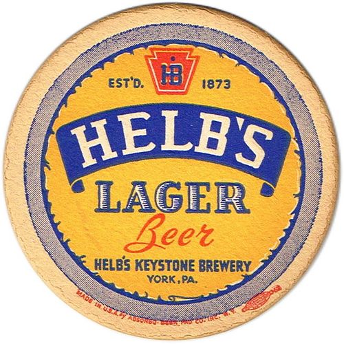 1938 Helb's Lager Beer 4 1/4 inch coaster PA-HELB-1