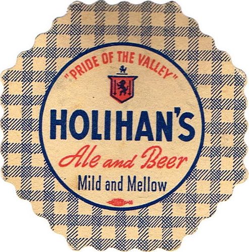 1950 Holihan's Ale and Beer 4 1/4 inch coaster MA-HOLI-3