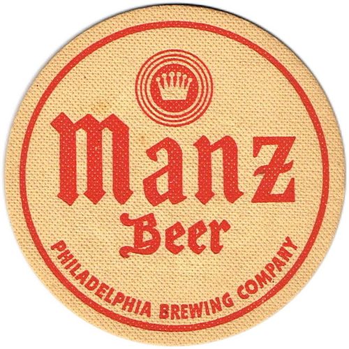 1937 Manz Beer 4 1/4 inch coaster PA-PHIL-7