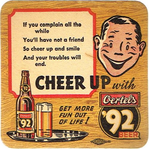 1936 Oertel's '92 Beer 4 1/4 inch coaster KY-OERT-3