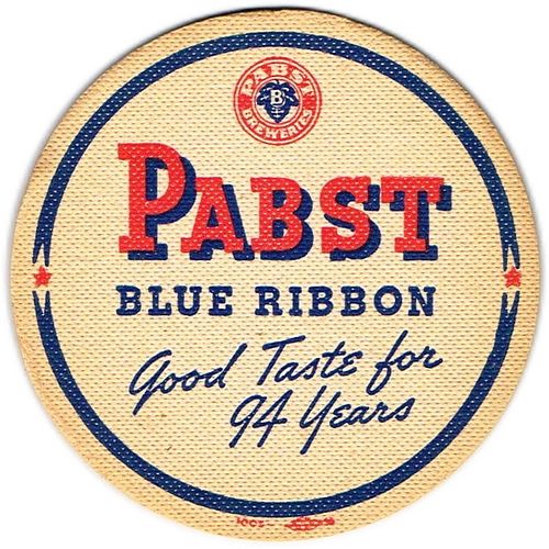1938 Pabst Blue Ribbon Beer 4 1/4 inch coaster WI-PAB-72