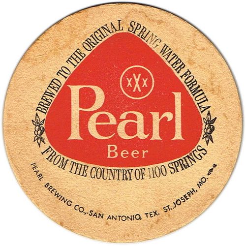 1971 Pearl Lager Beer 4 1/4 inch coaster TX-PEA-6