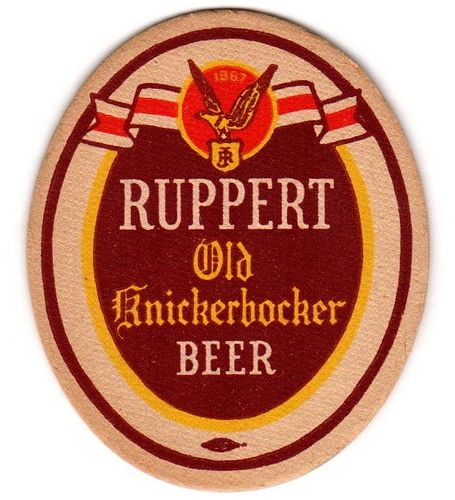 1947 Ruppert Old Knickerbocker Beer 4 1/4 inch coaster NY-RUP-1