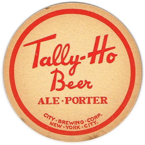 1936 Tally-Ho Beer Ale Porter 4 1/4 inch coaster NY-CITY-