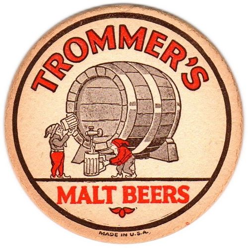 1937 Trommer's Malt Beers 4 1/4 inch coaster NY-TMR-80A