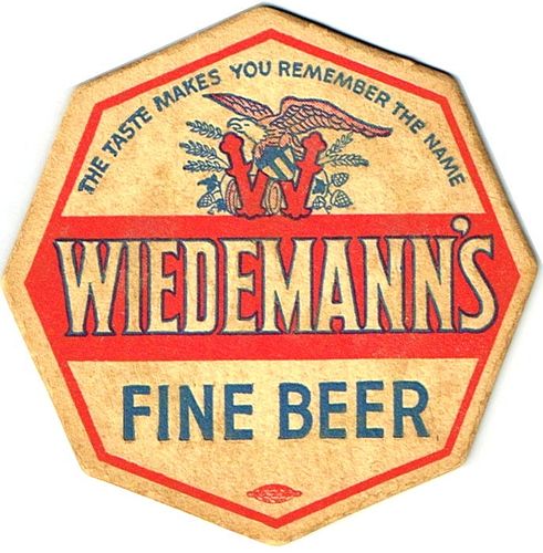 1936 Wiedemann's Fine Beer 4 1/4 inch Octagon Coaster KY-WEID-11
