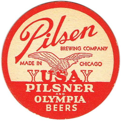 1941 Yusay Pilsener and Olympia Beers 4 1/4 inch coaster IL-PIL-8