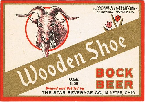 1938 Wooden Shoe Bock Beer 12oz OH75-10 - Minster, Ohio