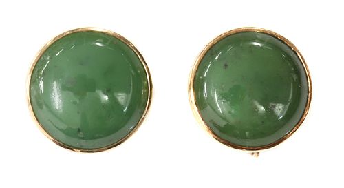 A pair of nephrite jade earrings,