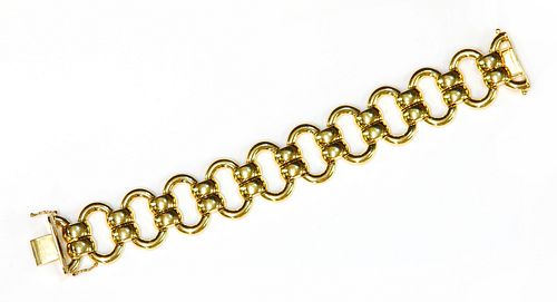 An Italian 14ct gold hollow oval link bracelet,