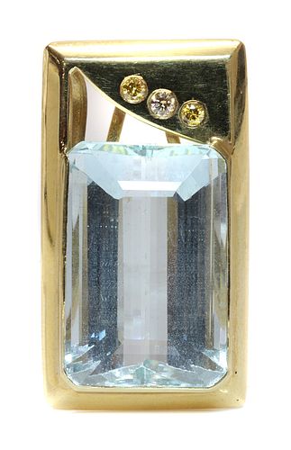 A Continental aquamarine and diamond slide pendant,