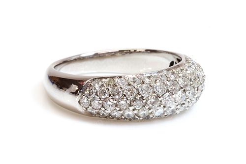 A white gold diamond bombé band ring,