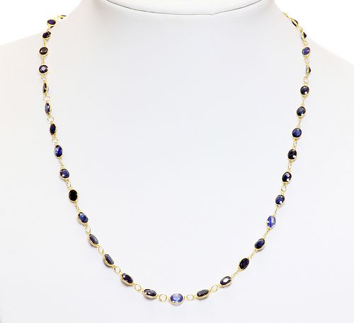 A sapphire rivière necklace,