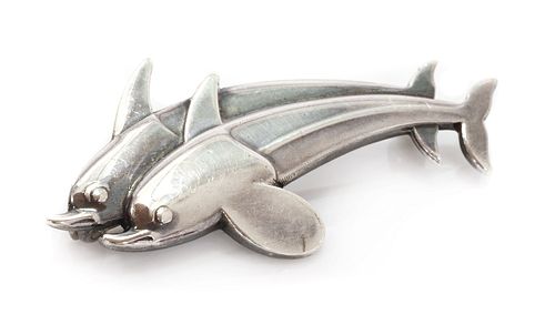 A sterling silver dolphin 'Hawaii' brooch, by Georg Jensen,