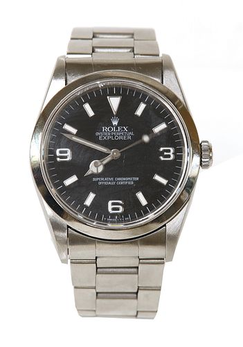 A gentlemen's stainless steel Rolex 'Oyster Perpetual Sea Explorer' automatic bracelet watch,