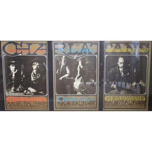 3 Framed "The Charlatans Avalon Ballroom" Posters