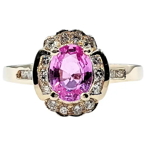 Vintage  Pink Sapphire & Diamond Dress Ring