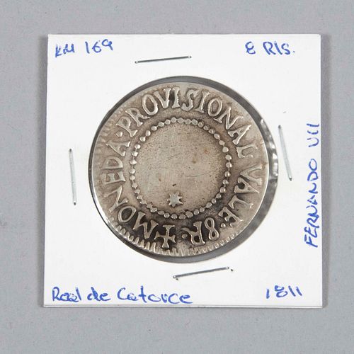 Réplica moneda de 8 reales. Real de Catorce, San Luis Potosí, México, 1811. Elaborada en plata. 40 mm. 26 g.
