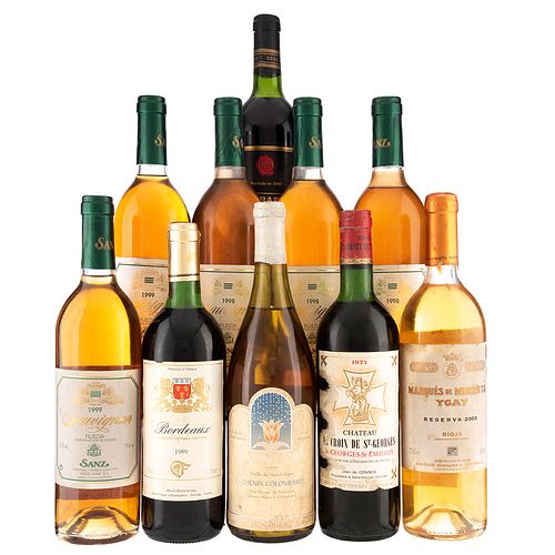 Lote de Vinos Tintos y Blancos de Mèxico, España y Francia.  Sanz Sauvignon. En presentaciones de 750 ml. Total de piezs: 10.