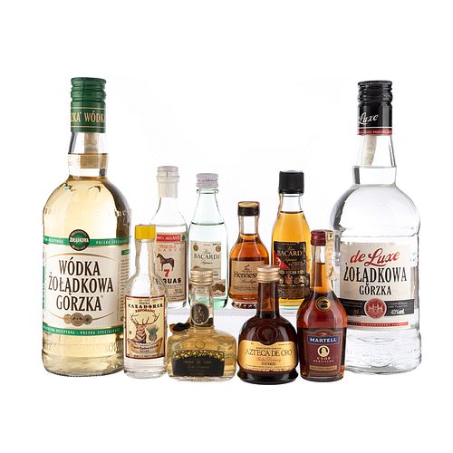Lote de Vodka, Tequila, Ron, Cognac, Brandy y Licor. a) Vódka Zoladkowa Gorzka. Total de piezas: 10.