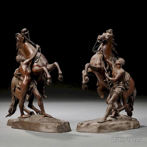 Pair of Bronze Marley Horses