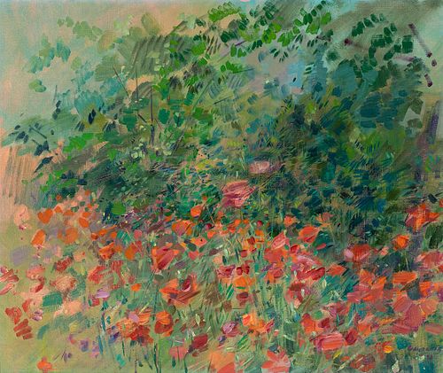 JULIÃN GRAU SANTOS (Canfranc, Huesca, 1937). 
"Field of poppies". 1993. 
Oil on canvas.