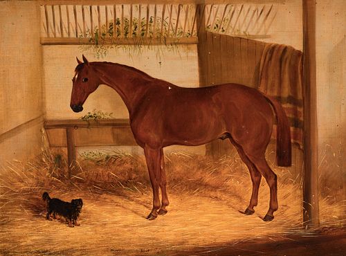 English school; second half of the 19th century. 
"Stable", 1858. 
Oil on canvas.