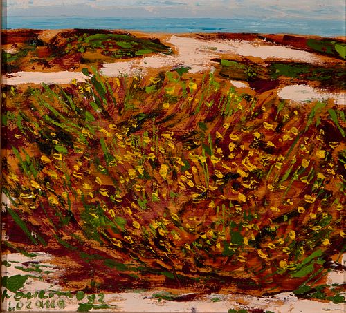 FRANCISCO LOZANO SANCHÃS, (Antella, Valencia, 1912 - Valencia, 2000). 
"Landscape", 1983. 
Oil on panel.
