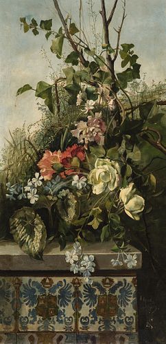 ANTONI APARICI Y SOLANICH (Valencia, ca. 1855-active in 1916). 
"Still life with flowers", 1889. 
Oil on canvas.