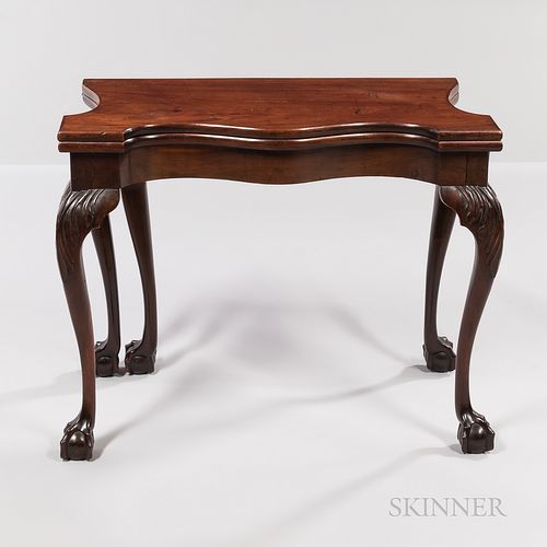 Chippendale Carved Mahogany Serpentine-front Five-legged Card Table